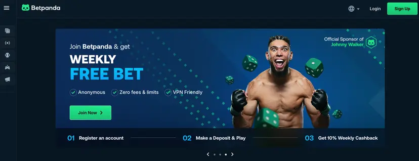 Printscreen på betpandas startsida