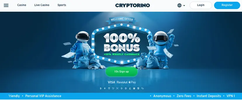 cryptorino startsida och utseende