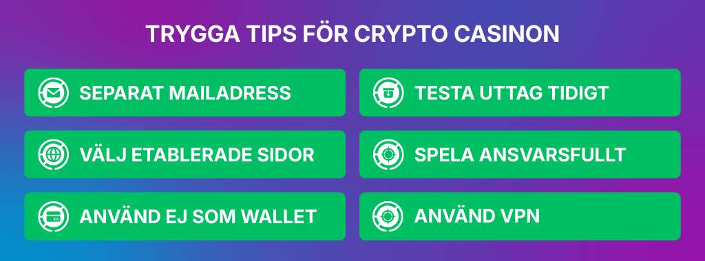 Checklista med tips för att spela tryggt på crypto casinon